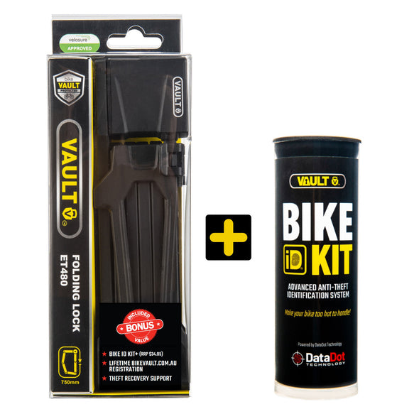 PVI Folding Lock Black + Bike ID Kit +