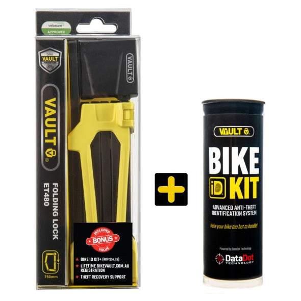 PVI Folding lock Yellow + Bike ID Kit +